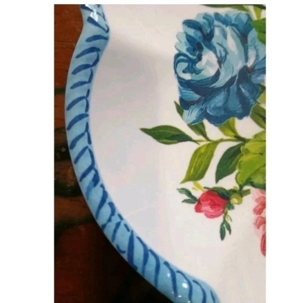 Shabby‎ Chic Salad/Appetizer Floral Scalloped Melamine Plates - Set Of 4